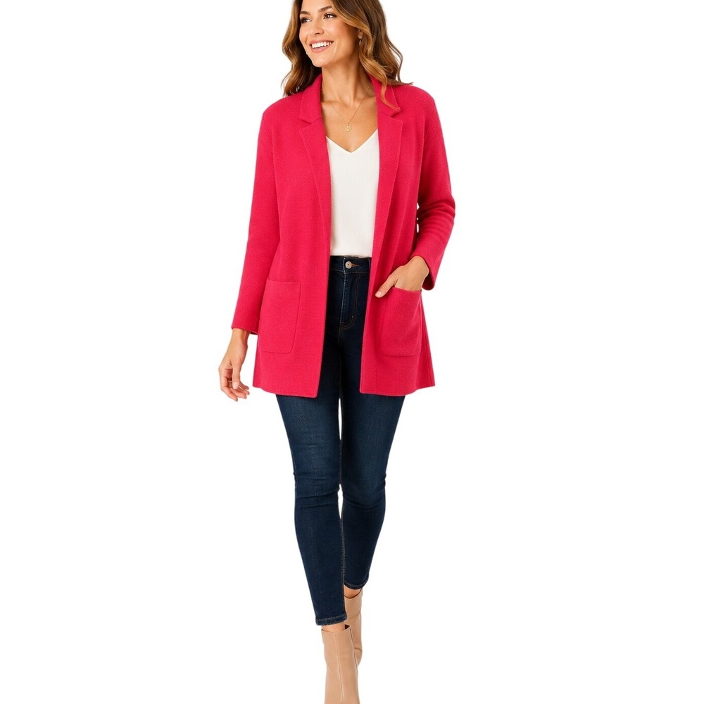 Talbots Women's Open Front Knitted Longline Front Pocket Blazer Cardigan Sz 2XLP